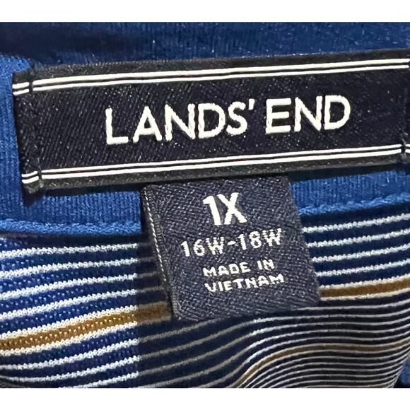 Lands End Dress Womens Plus 1X Tee Shirt Shift Striped Pockets Coastal Nautical - Picture 8 of 10